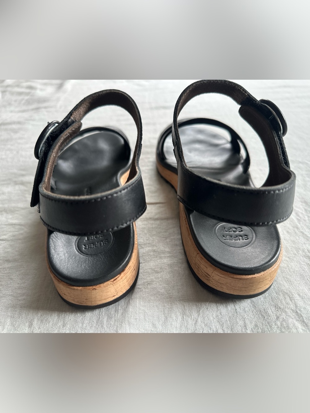 Paul Green Teegan Black Leather Cork Platform Sandals NWOB Size US 7.5 / AT 5 - Picture 8 of 14